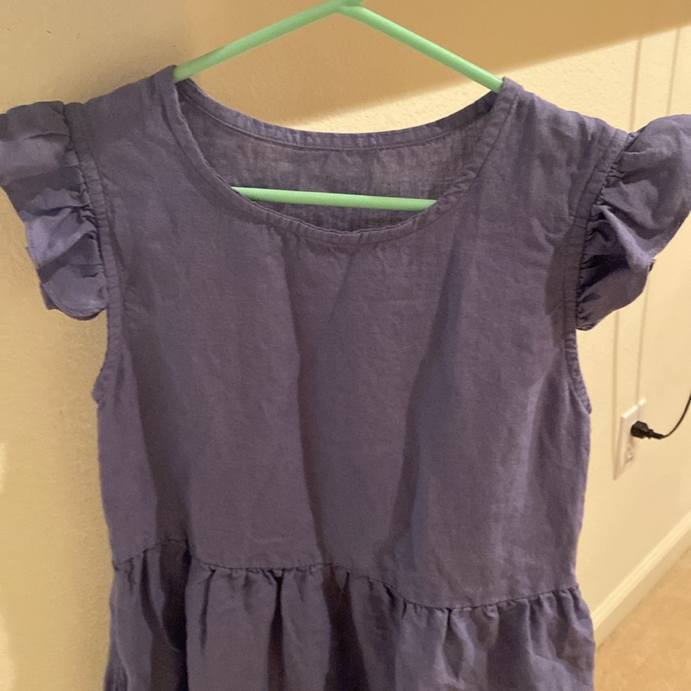 Periwinkle Ruffle Linen Dresss - Picture 2 of 8
